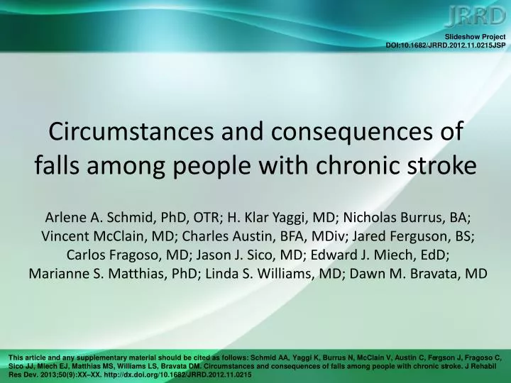 circumstances and consequences of falls among people with chronic stroke