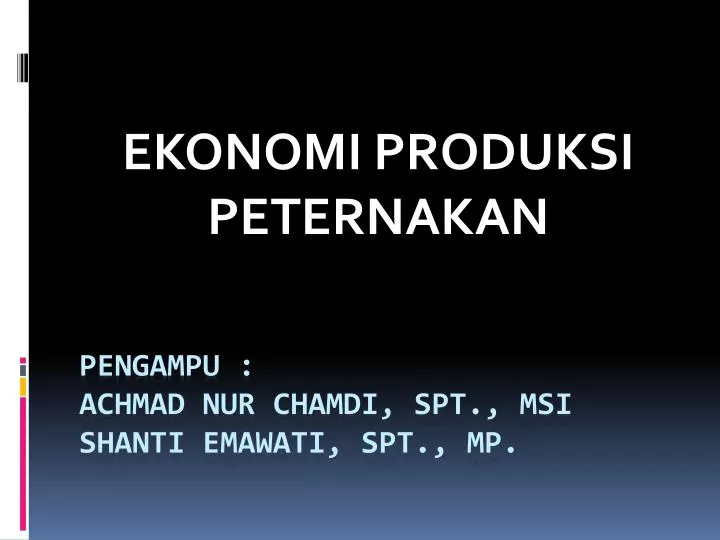 ekonomi produksi peternakan