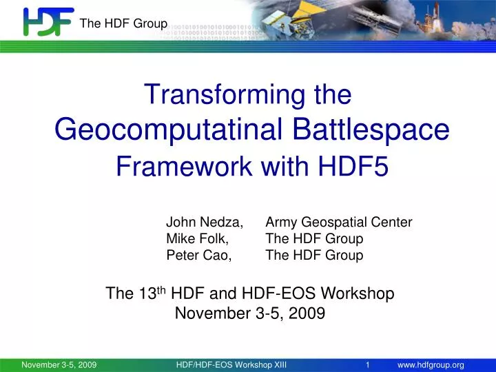 transforming the geocomputatinal battlespace framework with hdf5