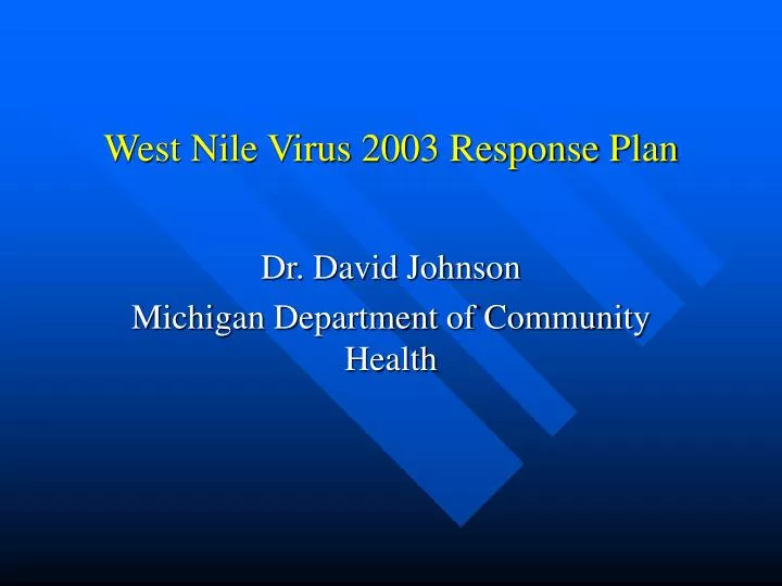 west nile virus 2003 response plan