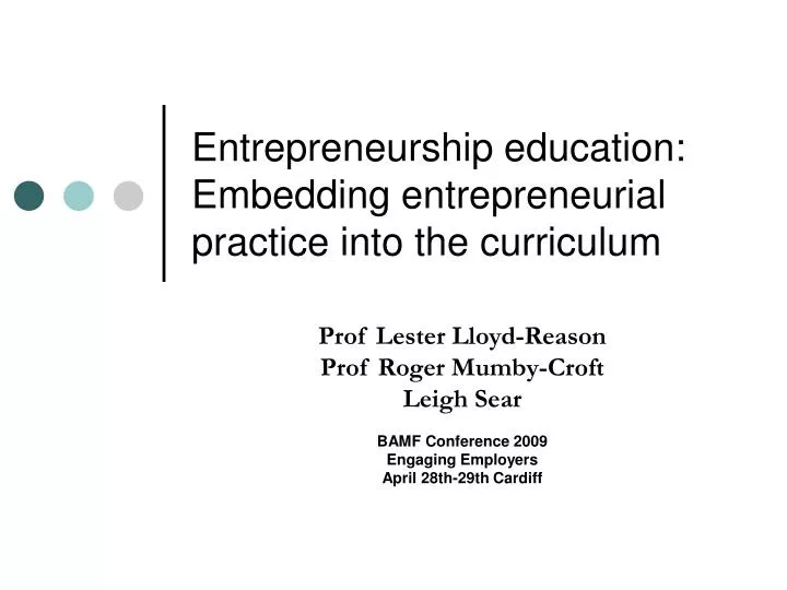 entrepreneurship education embedding entrepreneurial practice into the curriculum