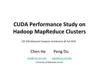 CUDA Performance Study on Hadoop MapReduce Clusters