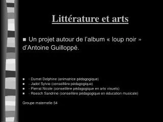 litt rature et arts