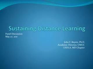 Sustaining Distance Learning
