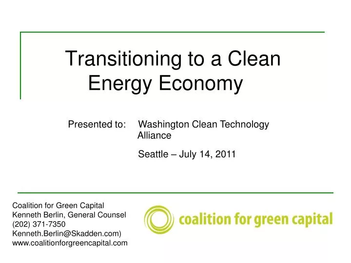 transitioning to a clean energy economy
