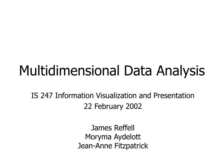 multidimensional data analysis