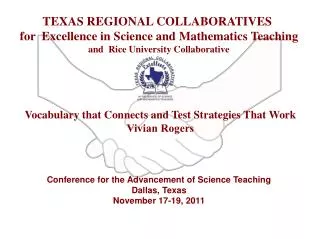 TEXAS REGIONAL COLLABORATIVES for Excellence in Science and Mathematics Teaching
