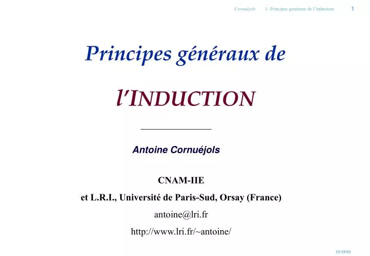 principes g n raux de l i nduction