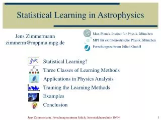 Statistical Learning in Astrophysics