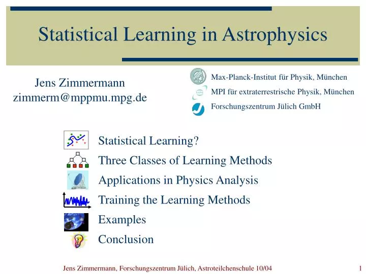statistical learning in astrophysics