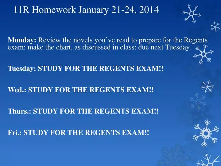 11r homework january 21 24 2014