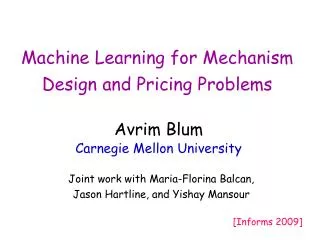 Machine Learning for Mechanism Design and Pricing Problems