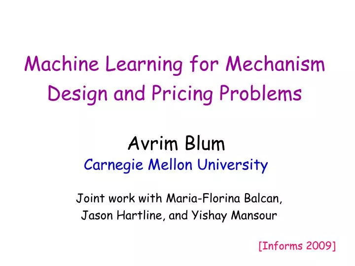 machine learning for mechanism design and pricing problems