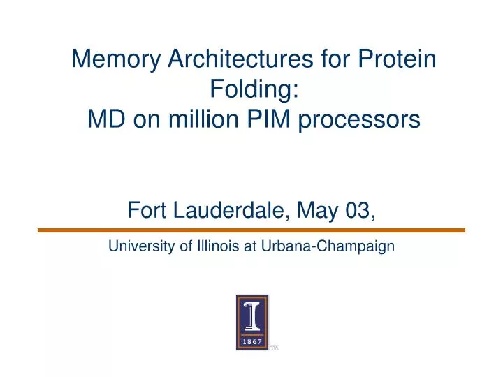 memory architectures for protein folding md on million pim processors
