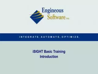 iSIGHT Basic Training Introduction