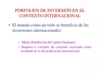 porfolios de inversi n en el contexto internacional