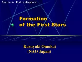 Formation of the First Stars