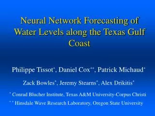 Neural Network Forecasting of Water Levels along the Texas Gulf Coast