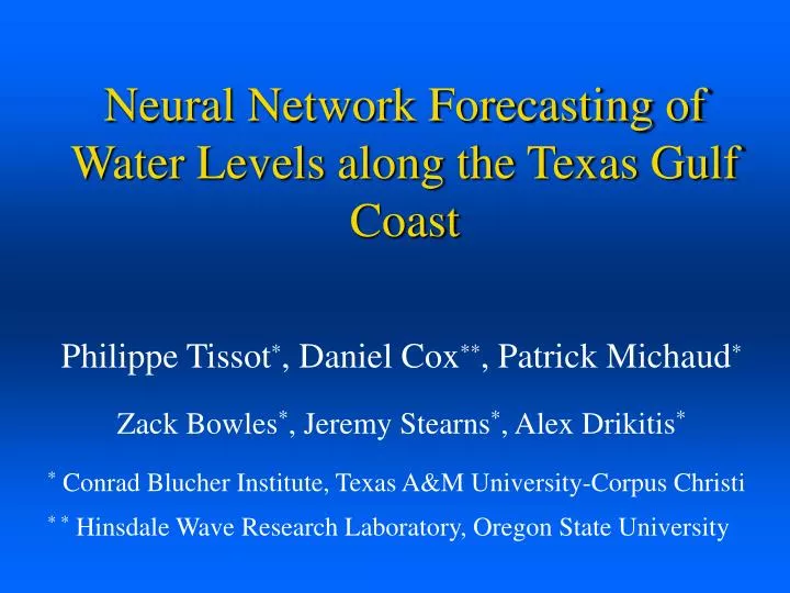 neural network forecasting of water levels along the texas gulf coast