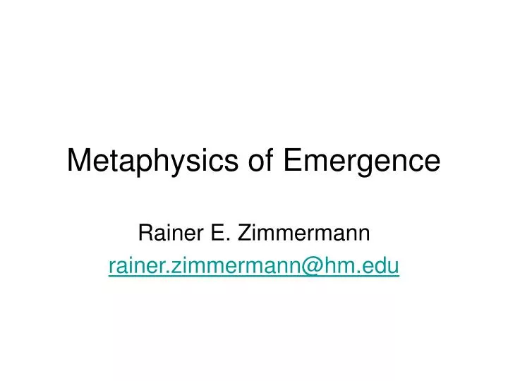 metaphysics of emergence
