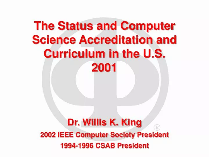 the status and computer science accreditation and curriculum in the u s 2001