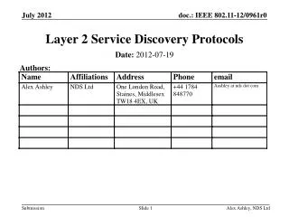 Layer 2 Service Discovery Protocols