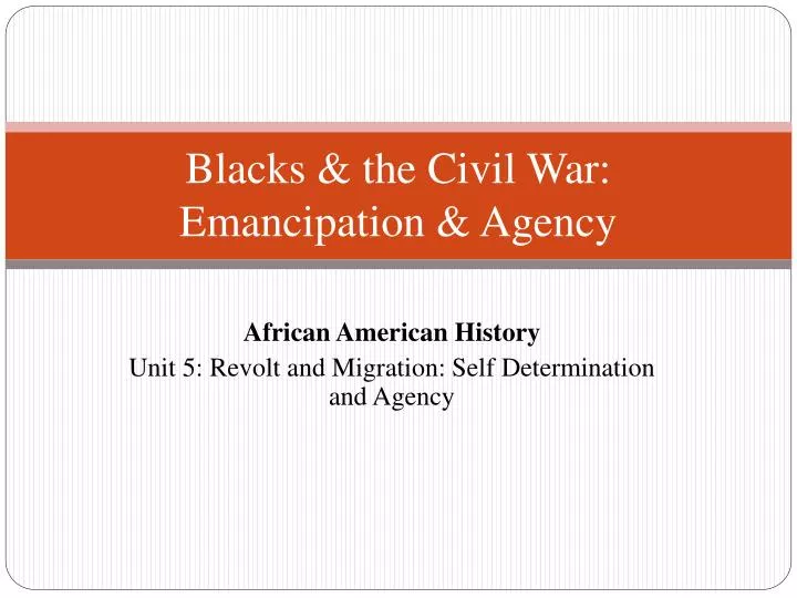 blacks the civil war emancipation agency
