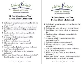 10 Questions to Ask Your Doctor About Cholesterol