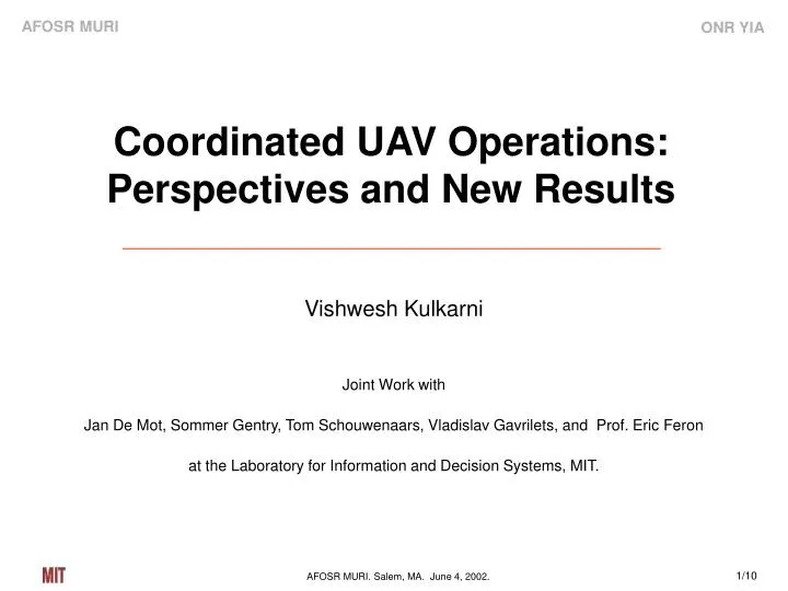 coordinated uav operations perspectives and new results