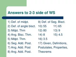Answers to 2-3 side of WS
