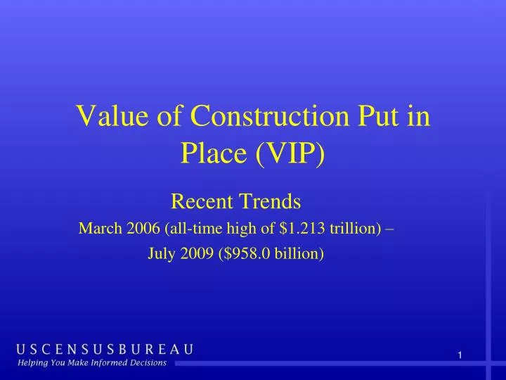 value of construction put in place vip