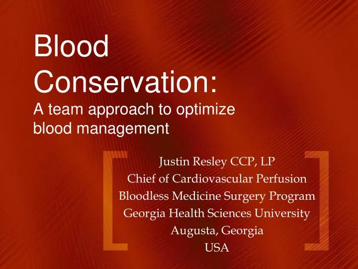 blood conservation a team approach to optimize blood management