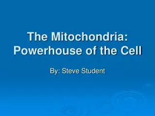 The Mitochondria: Powerhouse of the Cell