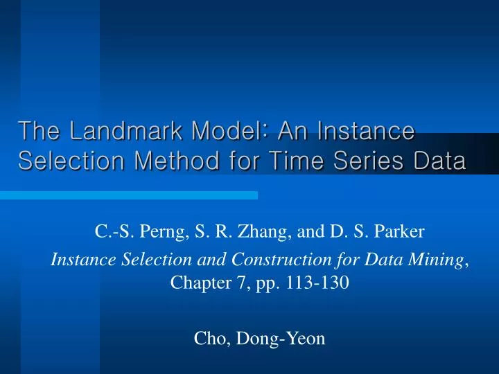 the landmark model an instance selection method for time series data