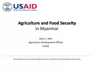 Agriculture and Food Security in Myanmar