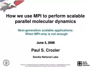 How we use MPI to perform scalable parallel molecular dynamics
