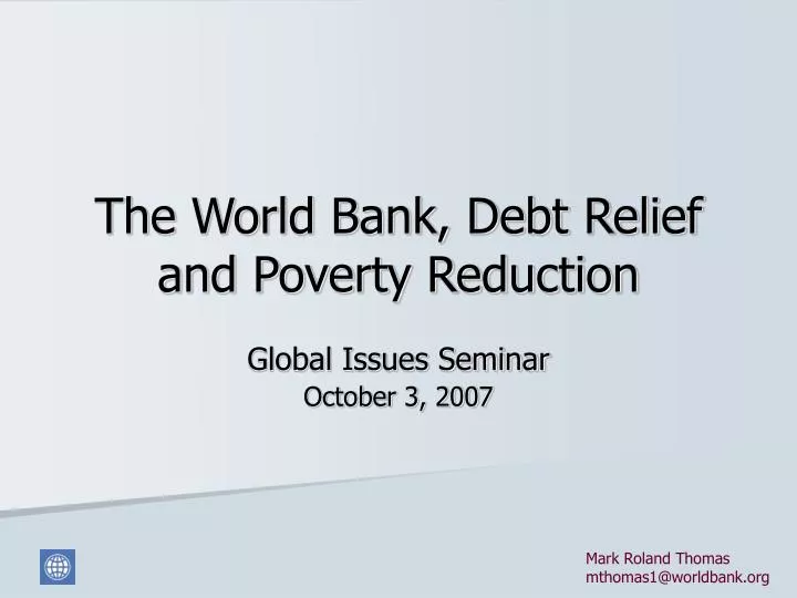 the world bank debt relief and poverty reduction