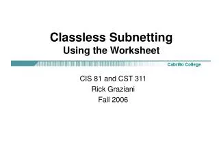 Classless Subnetting Using the Worksheet