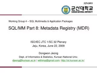 SQL/MM Part 8: Metadata Registry (MDR)
