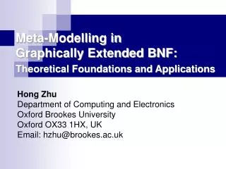 Meta-Modelling in Graphically Extended BNF: Theoretical Foundations and Applications