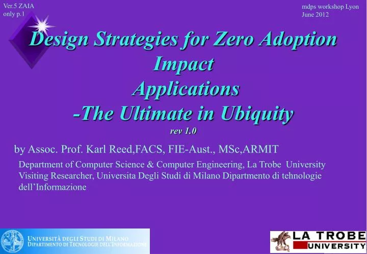 design strategies for zero adoption impact applications the ultimate in ubiquity rev 1 0