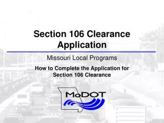 Section 106 Clearance Application Missouri Local Programs