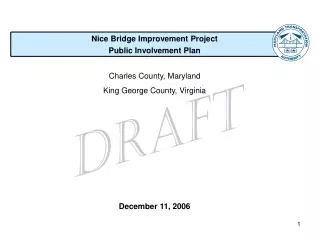 Nice Bridge Improvement Project Public Involvement Plan