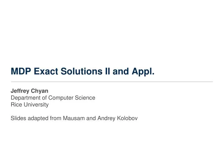 mdp exact solutions ii and appl