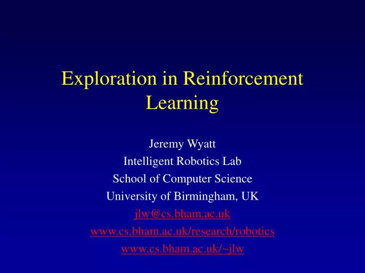 exploration in reinforcement learning