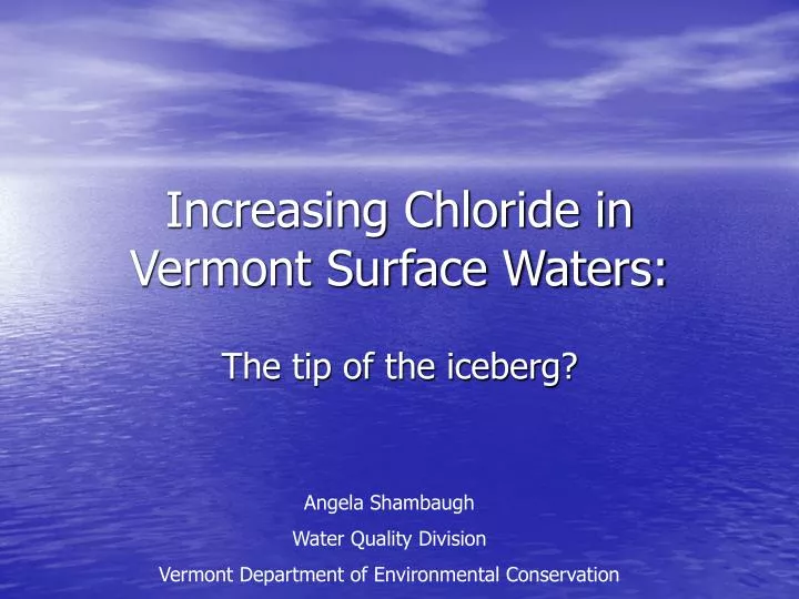 increasing chloride in vermont surface waters