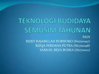 teknologi budidaya semusim tahunan