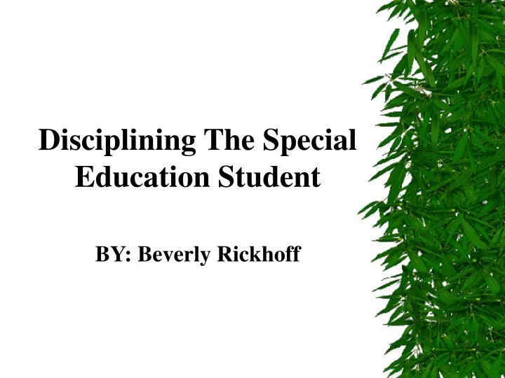 disciplining the special education student by beverly rickhoff