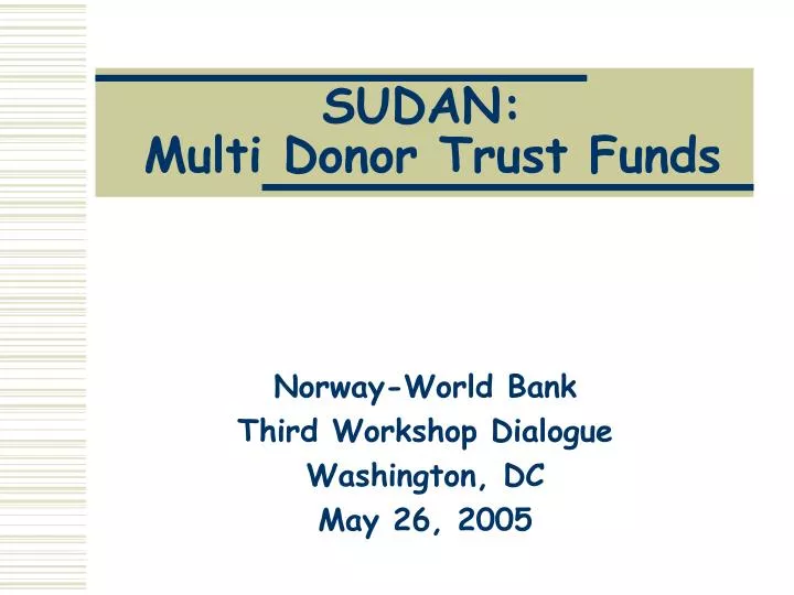 sudan multi donor trust funds