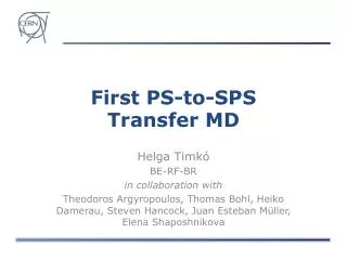 First PS-to-SPS Transfer MD
